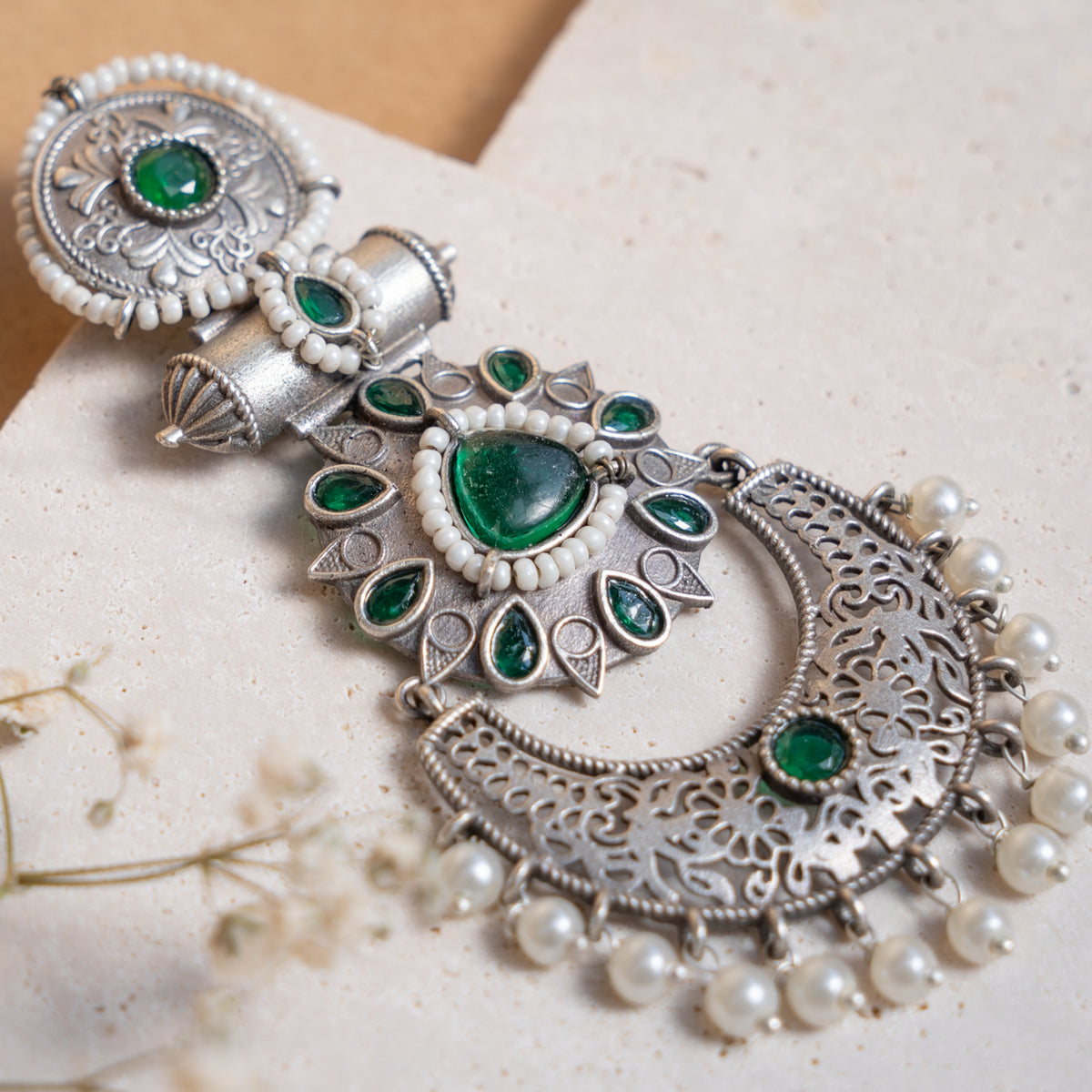 AURORA FAUX SILVER ANTIQUE EARRINGS ER891