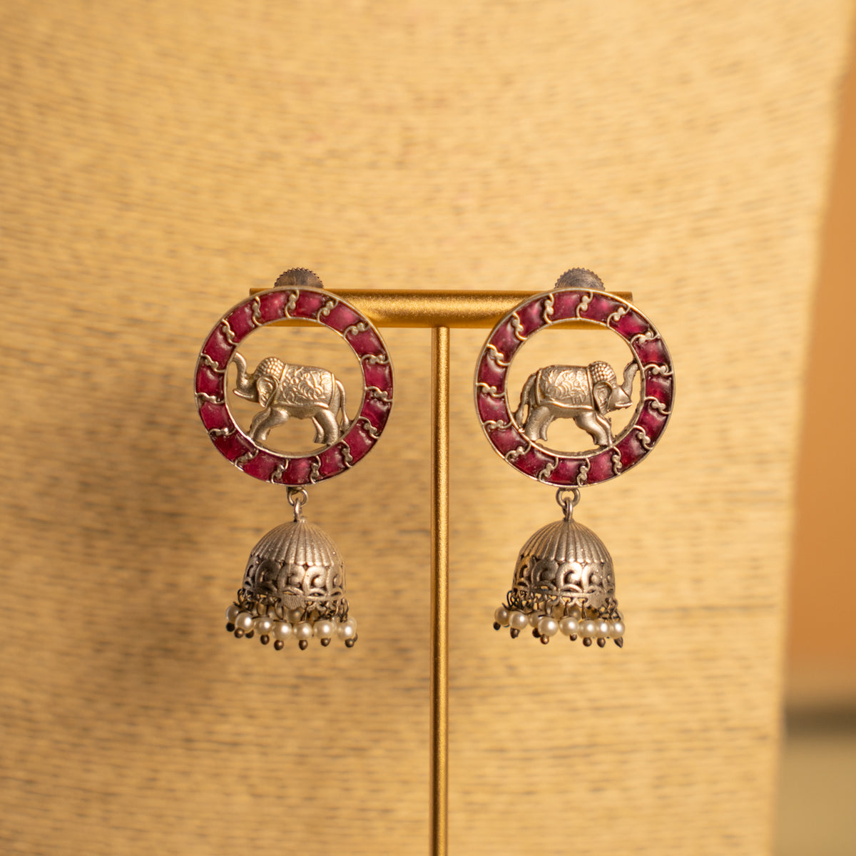 RYLEE BIJOUX FAUX SILVER SEMI HANDMADE NECKLACE/MALAS WITH EARRING NL312