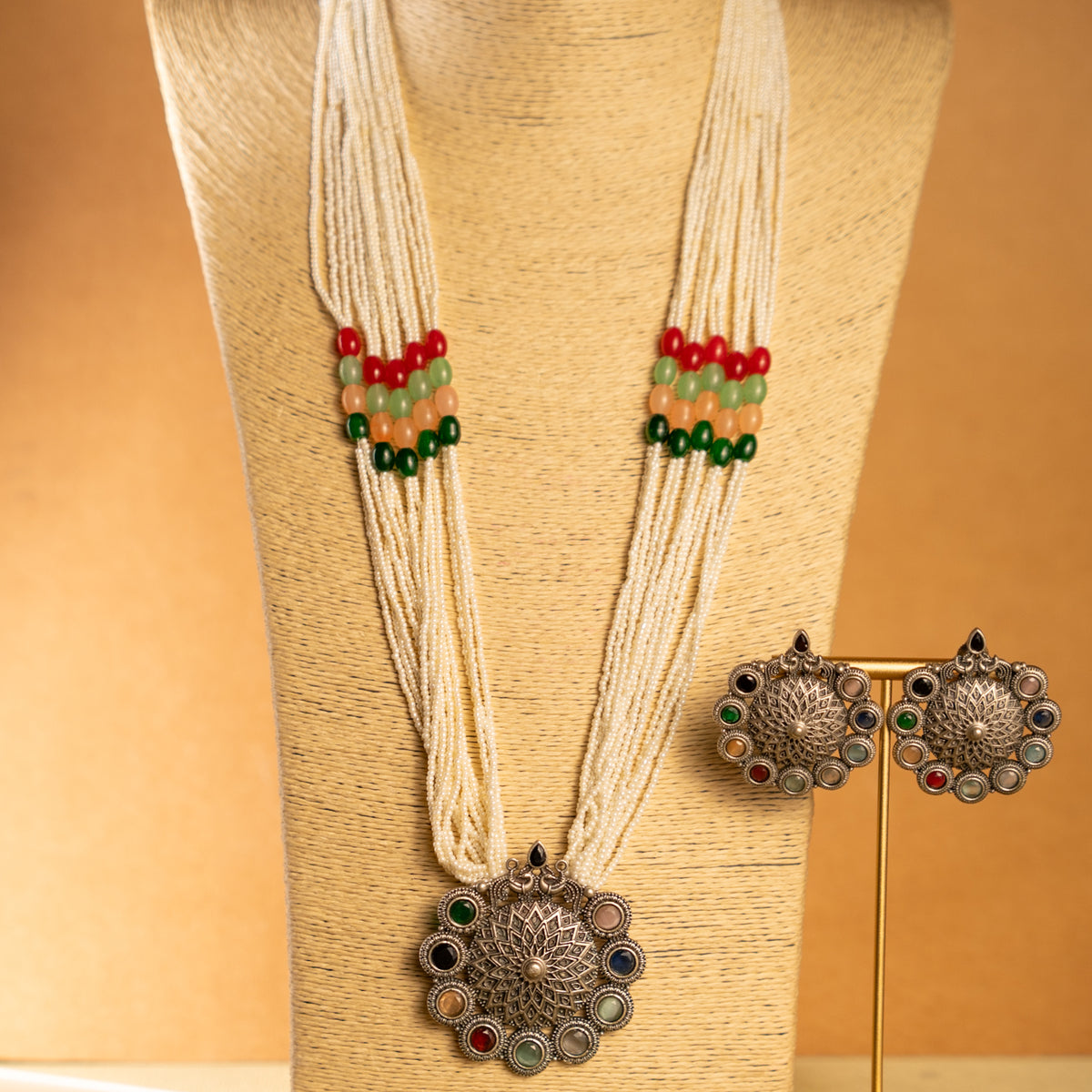 ALAIA BIJOUX PEARL SEMI HANDMADE NECKLACE/MALAS WITH EARRING NL313