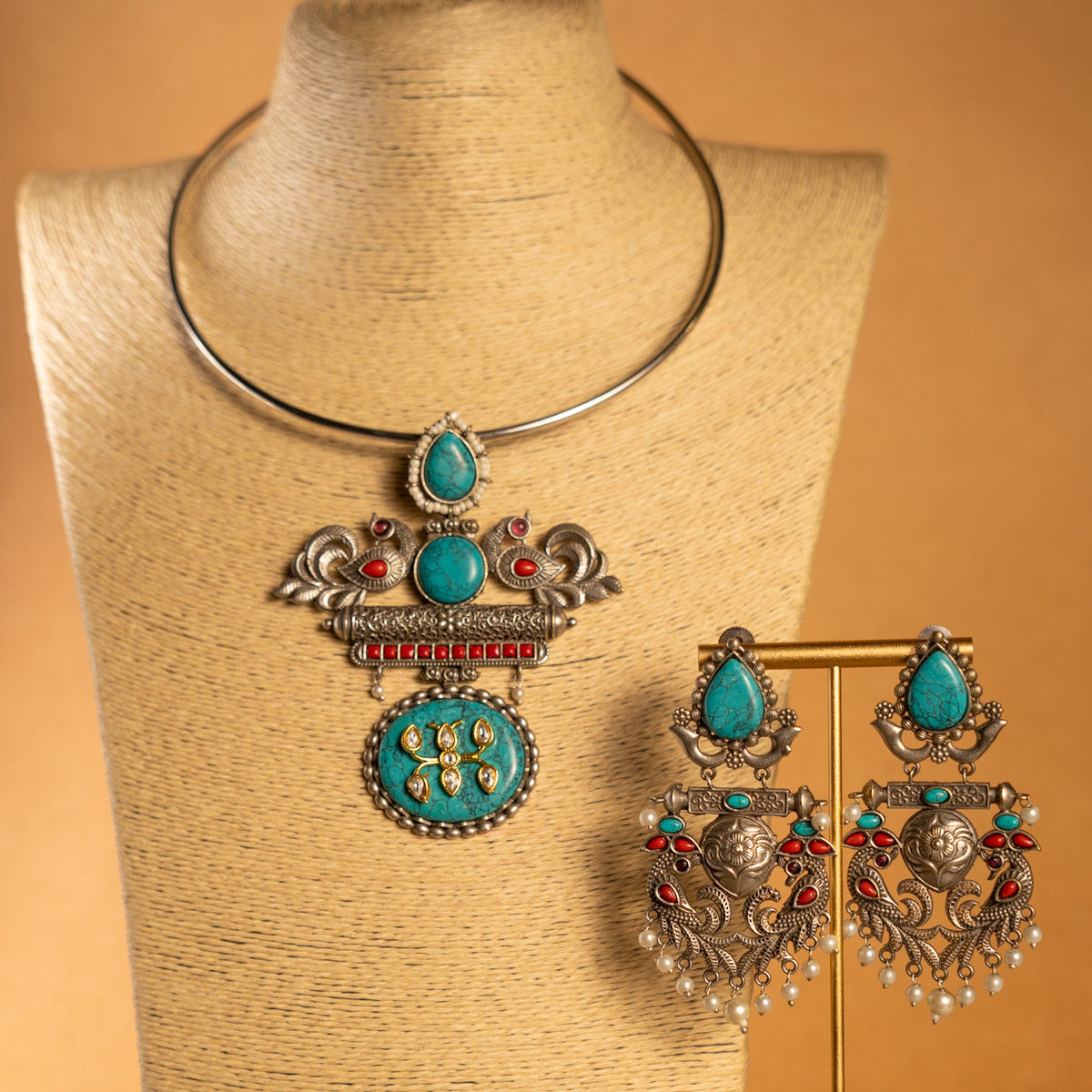 AADHYA BIJOUX PREMIUM HANDMADE NECKLACE/HASLI WITH EARRINGS NL294