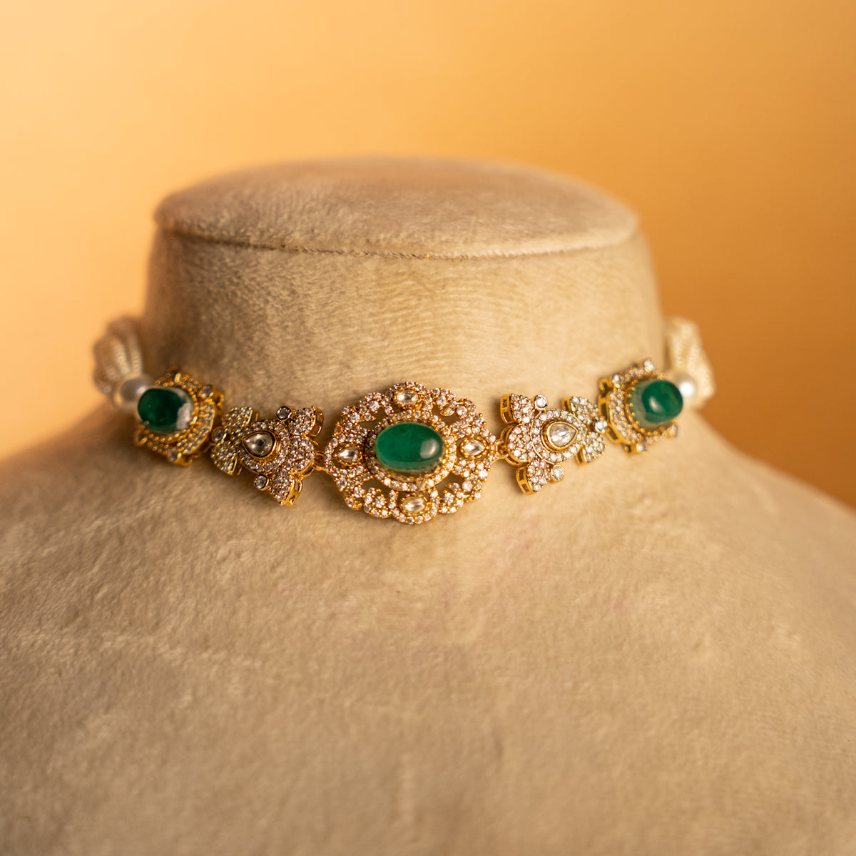 SONY BRIDAL PREMIUM DOUBLET STONE HANDMADE CHOKER WITH EARRING CH521