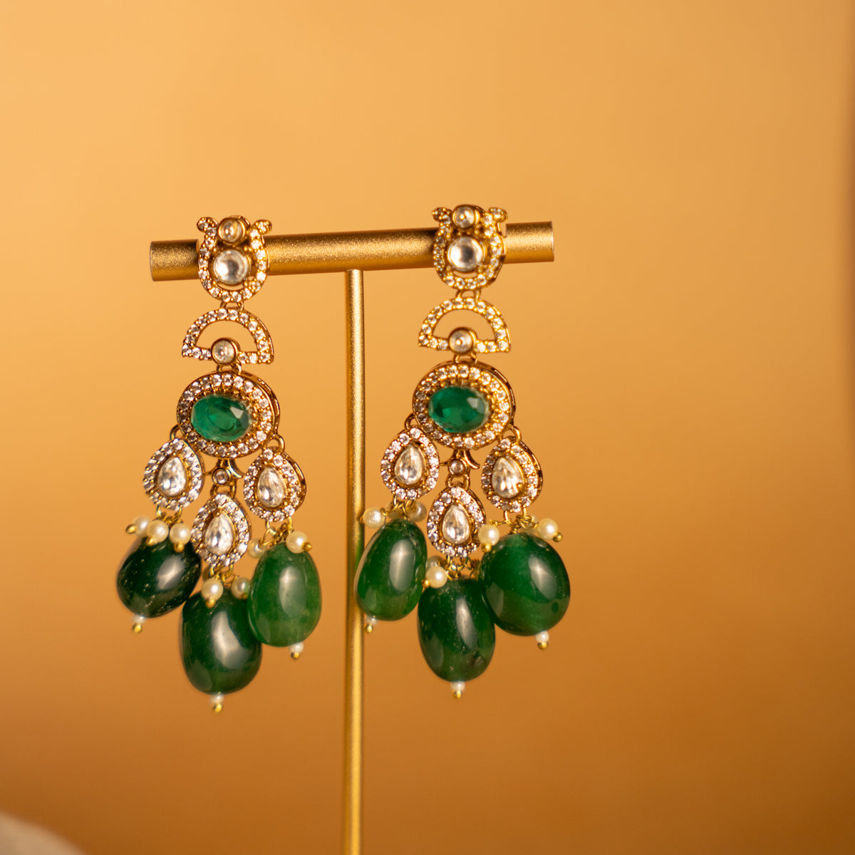 LUNA BRIDAL PREMIUM DOUBLET AND POLKI STONE  SEMI HANDMADE  CHOKER WITH EARRING CH519