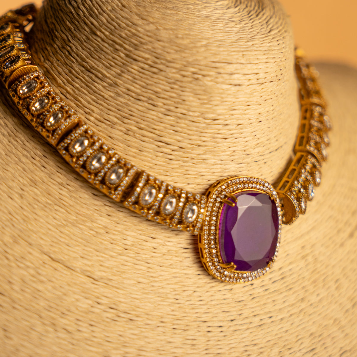 MOXIE DOUBLET AND POLKI STONE HANDMADE  BIJOUX PREMIUM NECKLACE WITH EARRING NL300