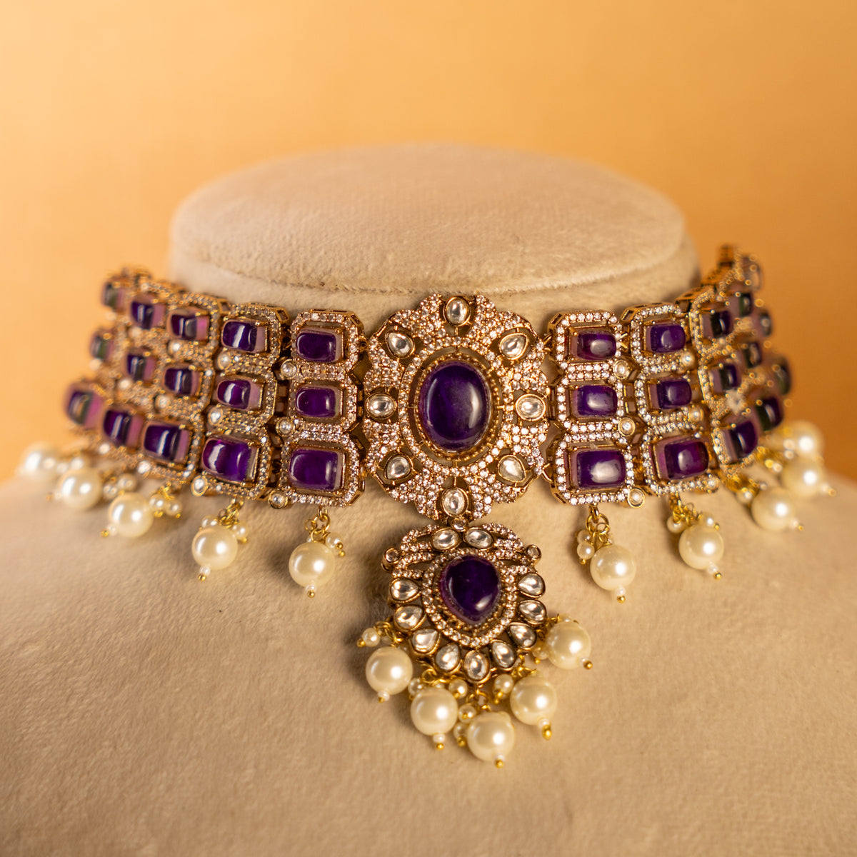 KIYANA BRIDAL PREMIUM DOUBLET STONE HANDMADE NECKLACE WITH EARRING  NL298