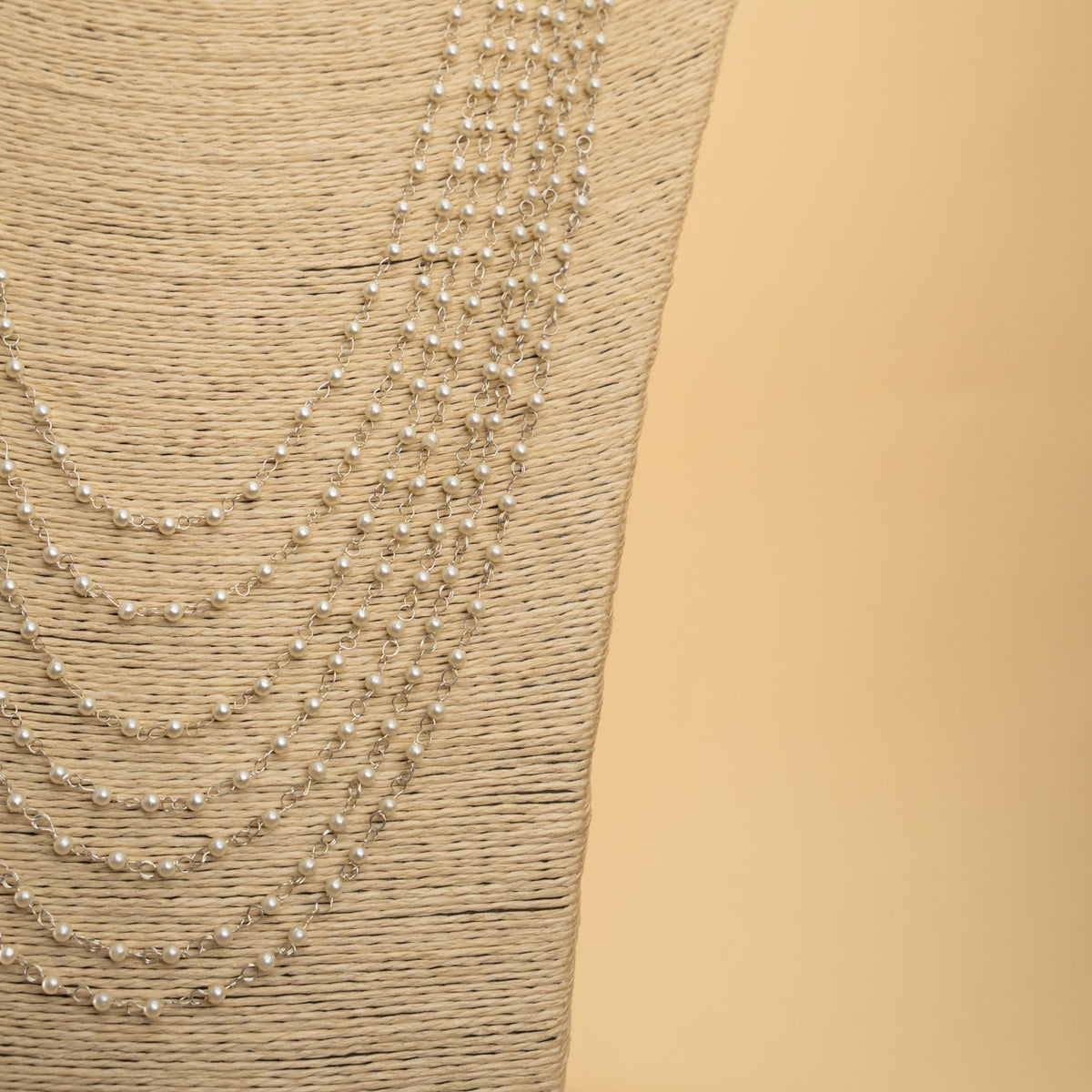 AALIYA PEARL LAYERED HANDMADE SILVER LOOK ALIKE MALA/ NECKPIECE ML43