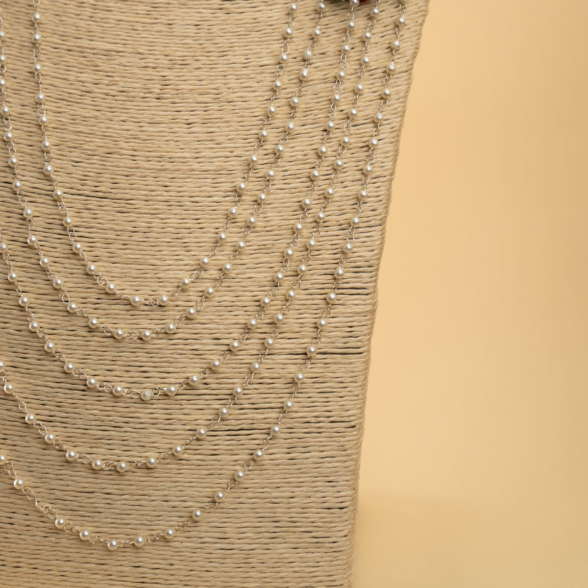 ALEX PEARL LAYERED HANDMADE SILVER LOOK ALIKE MALA/ NECKPIECE ML42