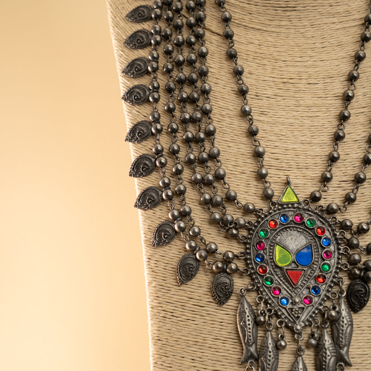 LUNA  BLACK POLISH LAYERED MALA/ NECKPIECE MALA/ NECKPIECE ML155