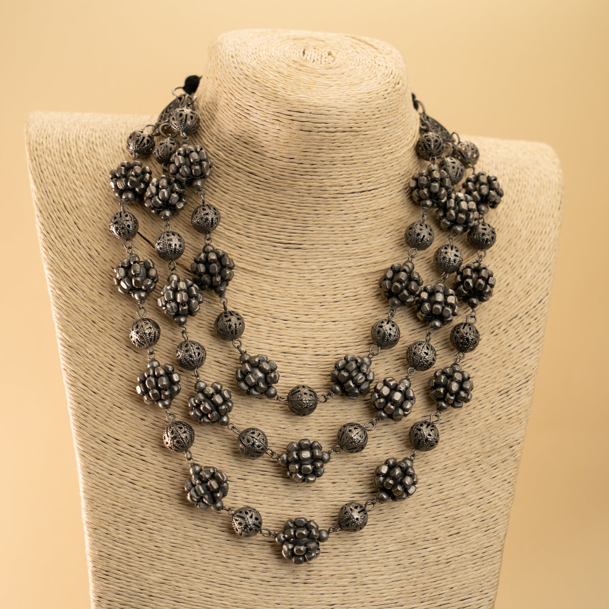 AMELIA BLACK POLISH LAYERED MALA/ NECKPIECE MALA/ NECKPIECE ML 143