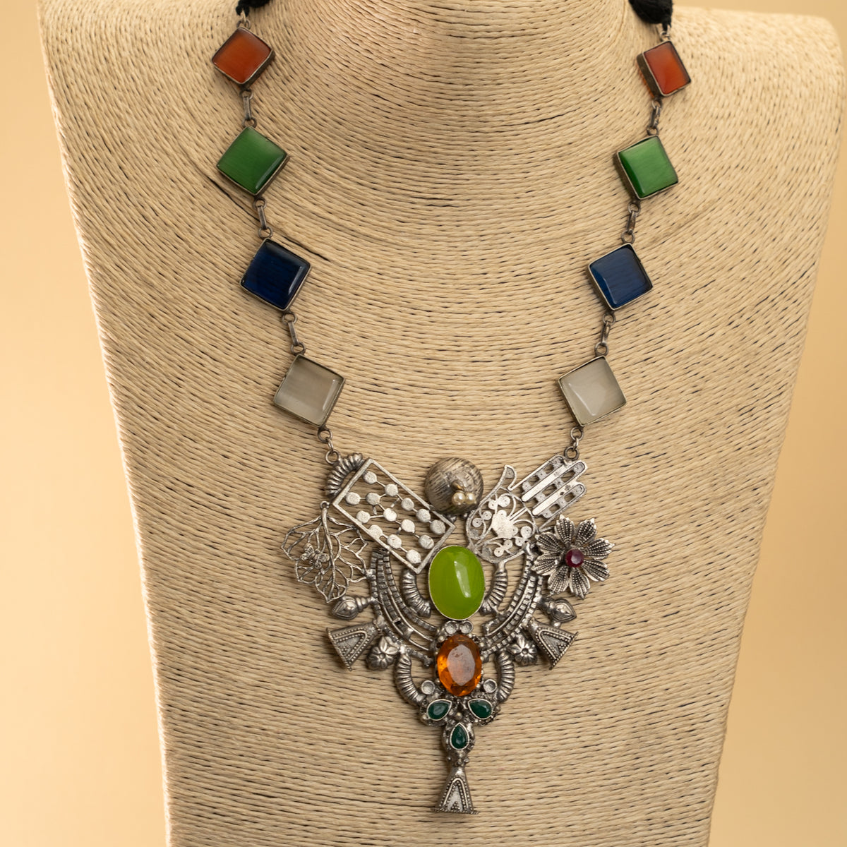 ZOYAH SILVER LOOKALIKE BIJOUX EXCLUSIVE HANDMADE PREMIUM MALA/NECKPIECE ML73