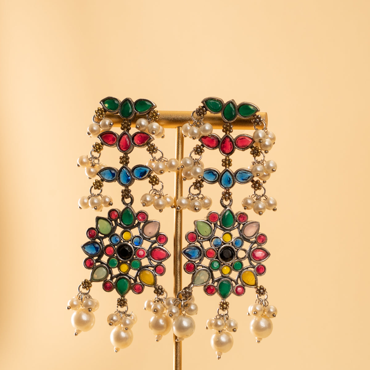 ZOYAHH PEARL LAYERED BIJOUX EXCLUSIVE HANDMADE SILVER LOOK ALIKE MALA/ NECKPIECE ML44