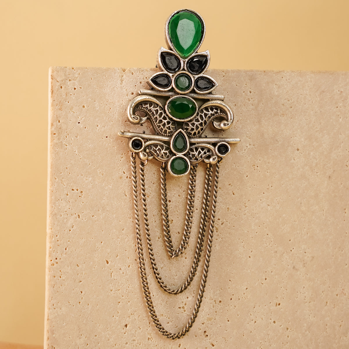 RILEY FAUX SILVER  SEMI HANDMADE RAW AND RUSTIC EARRINGS ER905