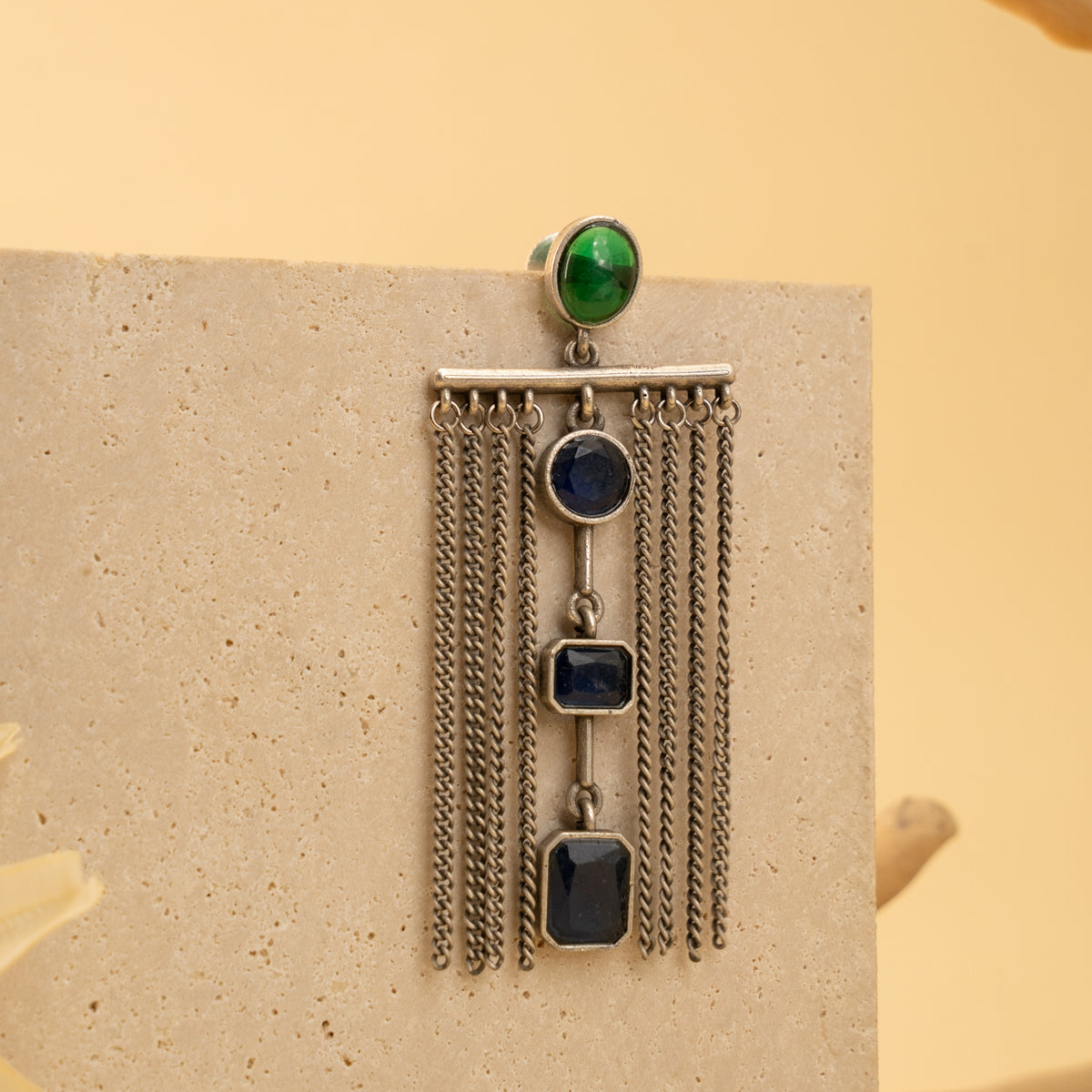 WILLOW FAUX SILVER  SEMI HANDMADE RAW AND RUSTIC EARRINGS ER904