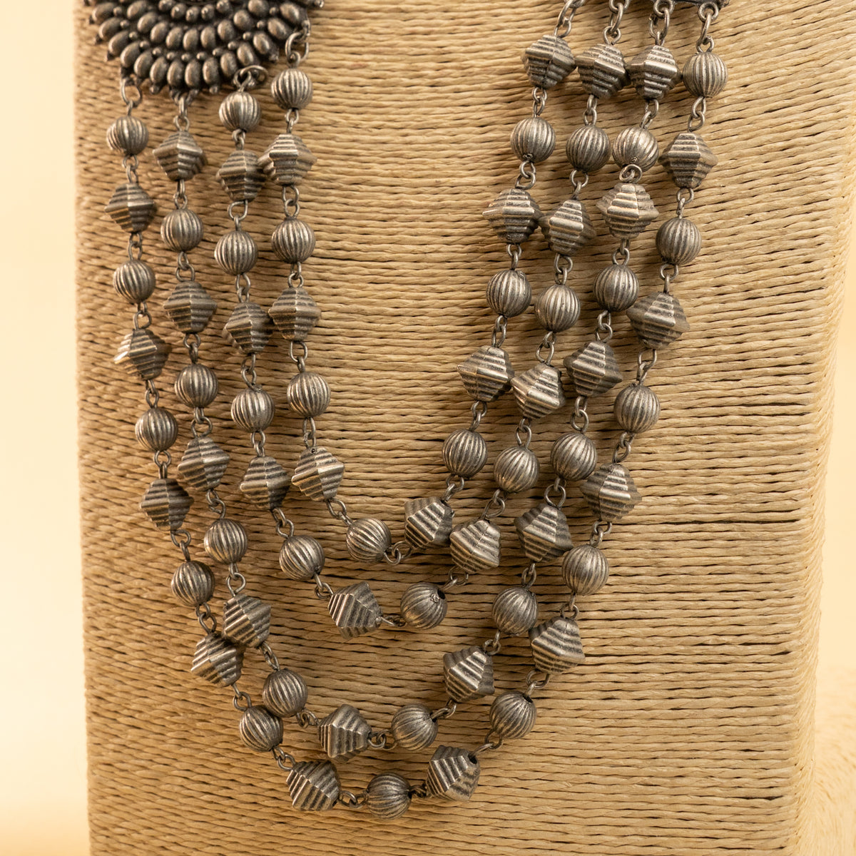 DAISY BLACK POLISH LAYERED MALA/ NECKPIECE MALA/ NECKPIECE ML163