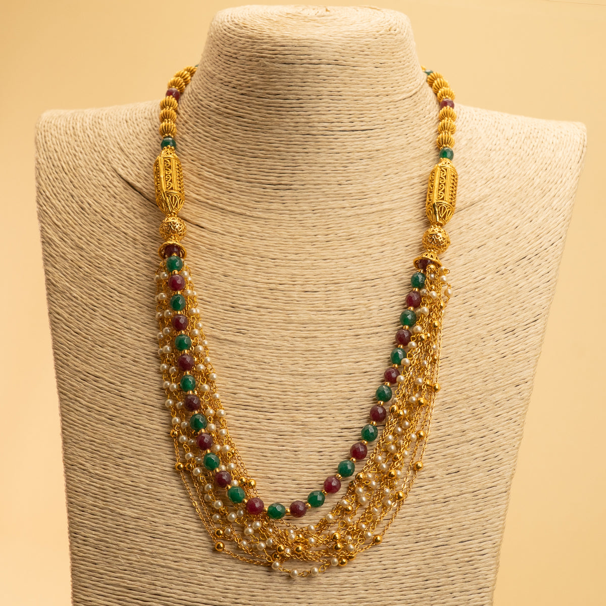CAMILA PEARL LAYERED GOLD TONED MALA/ NECKPIECE  ML64