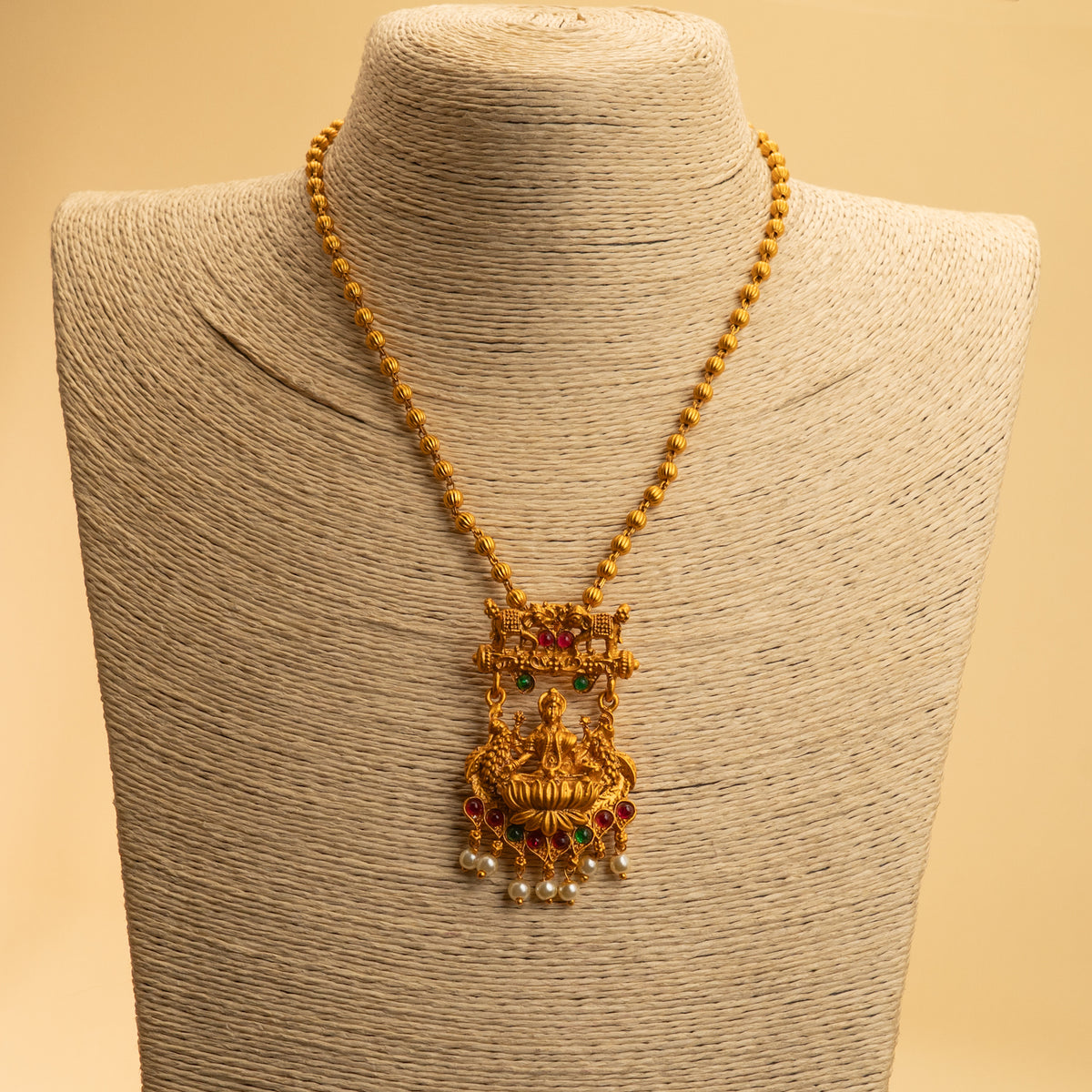 YASHIKA GOLD TONED TEMPLE MALA/ NECKPIECE  ML66