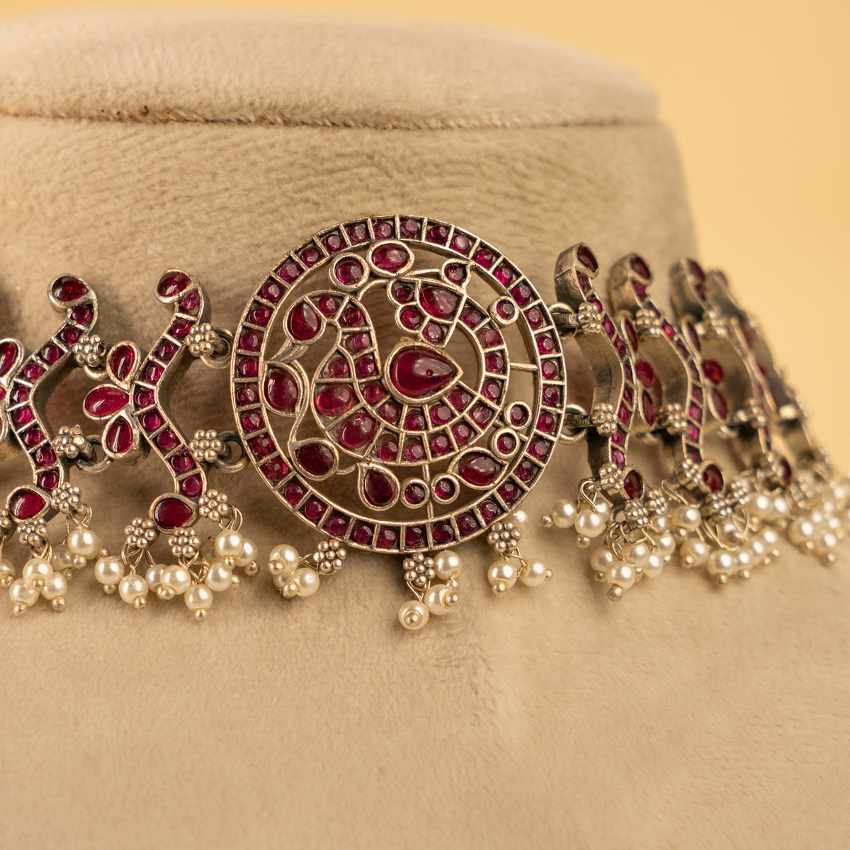 AARNA BIJOUX PREMIUM AND EXCLUSIVE SEMI HANDMADE RUSTIC FINISH CHOKER WITH EARRINGS CH136