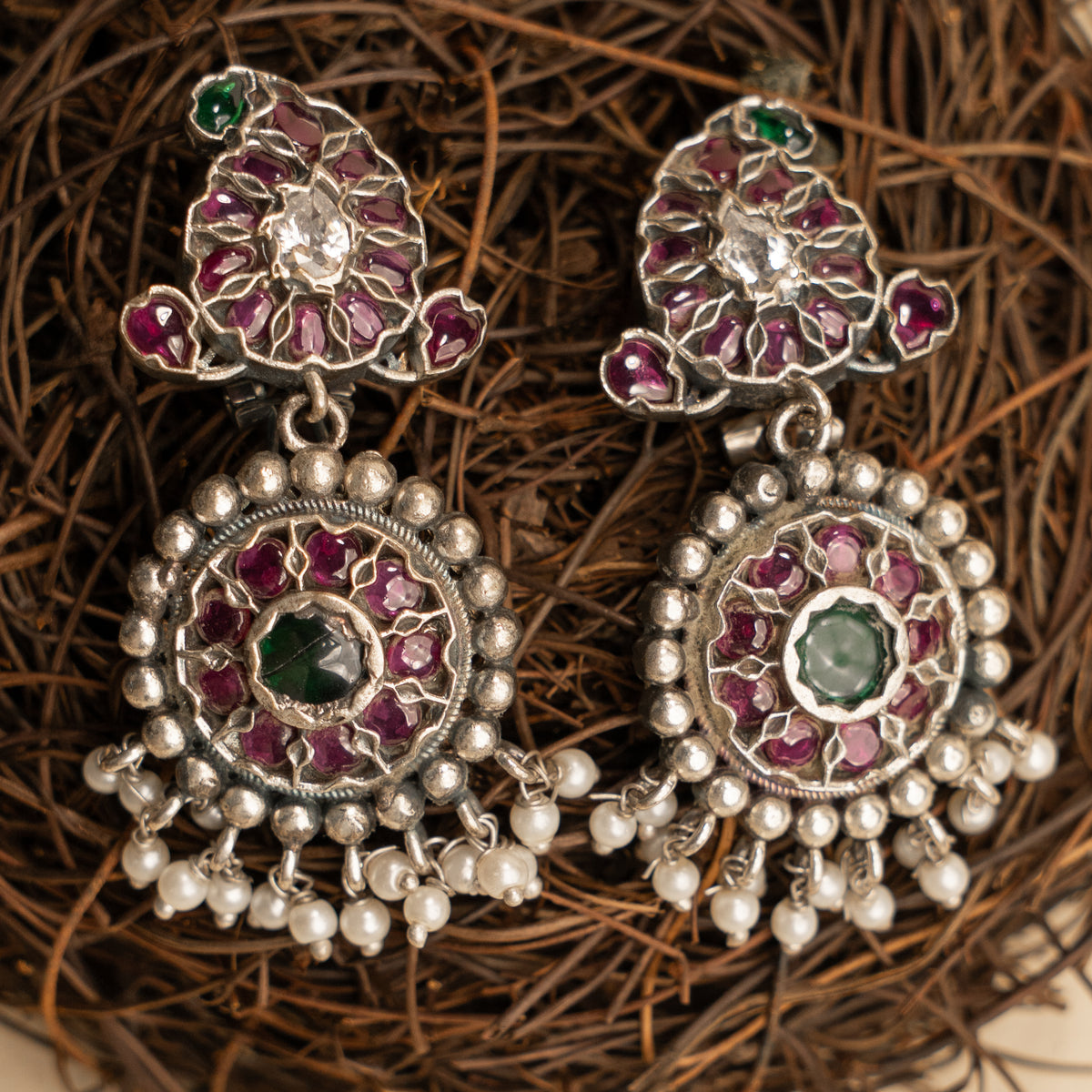 ELEAN PREMIUM KEMP STONE HANDMADE RAW FIRE FINISH CHOKER WITH EARRINGS CH127