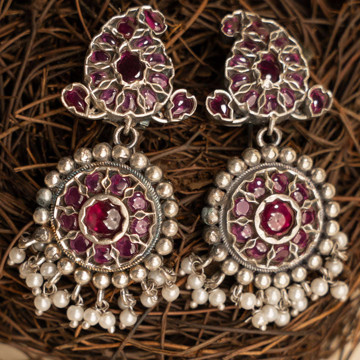 ELEAN PREMIUM KEMP STONE HANDMADE RAW FIRE FINISH CHOKER WITH EARRINGS CH127