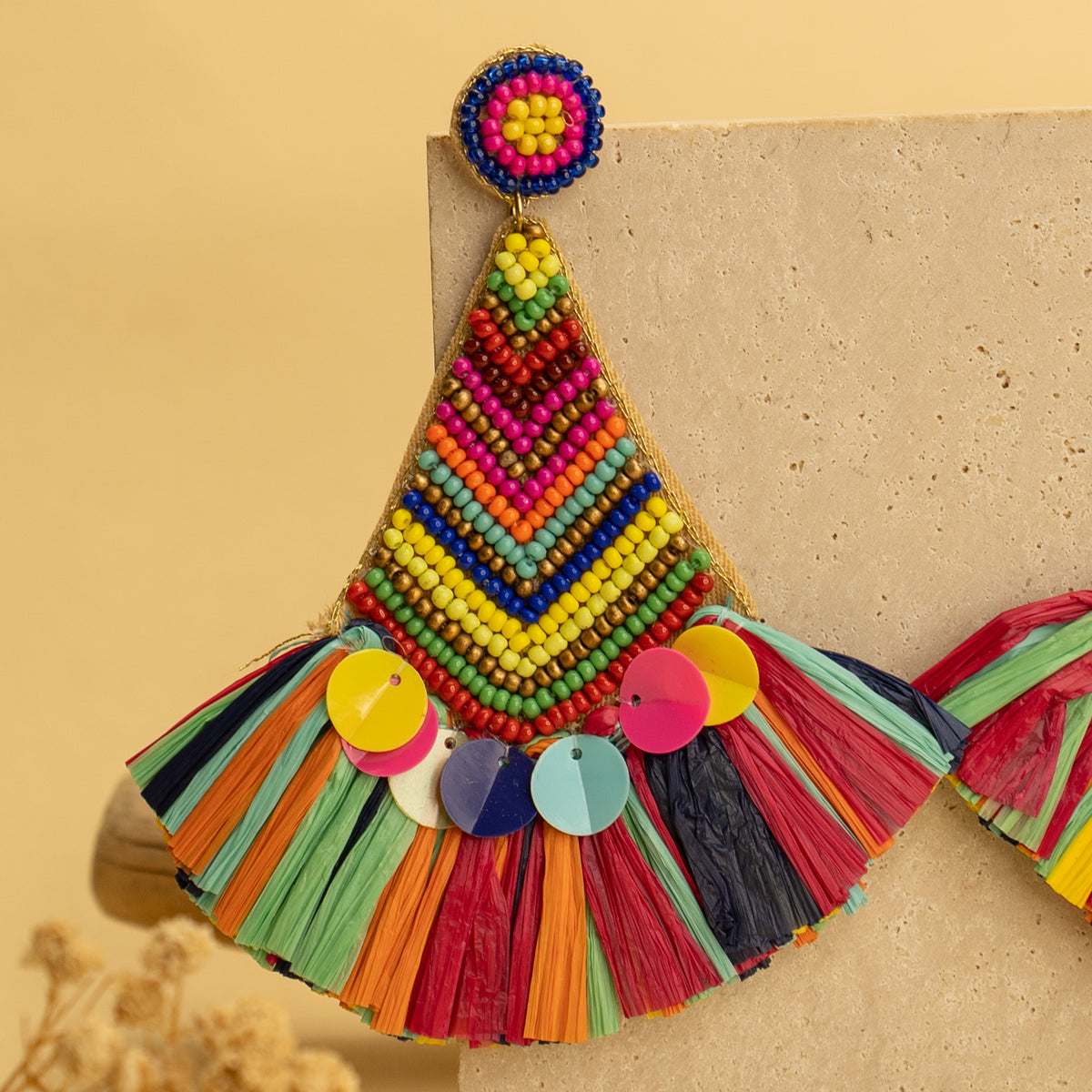 PRADE FABRIC AND BEADS HANDMADE EARRING ER476