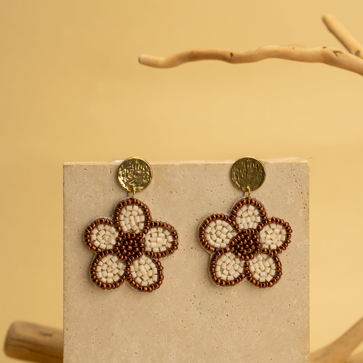 FLORA FANTASY FABRIC AND BEADS HANDMADE EARRING ER493