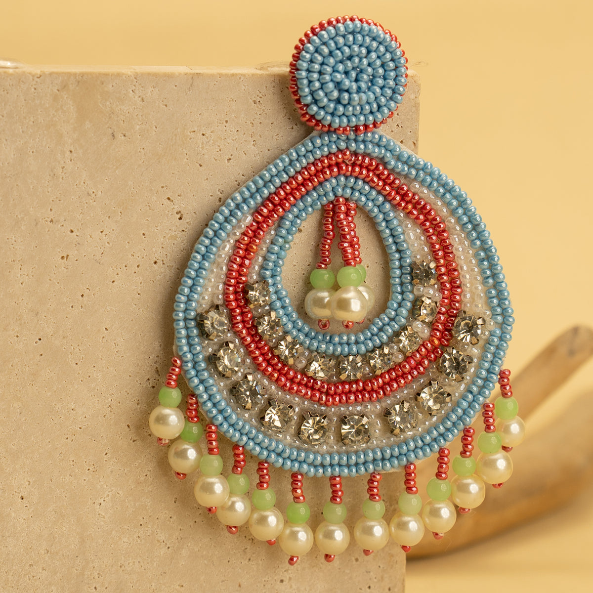 BASS FANTASY FABRIC AND BEADS HANDMADE EARRING ER491