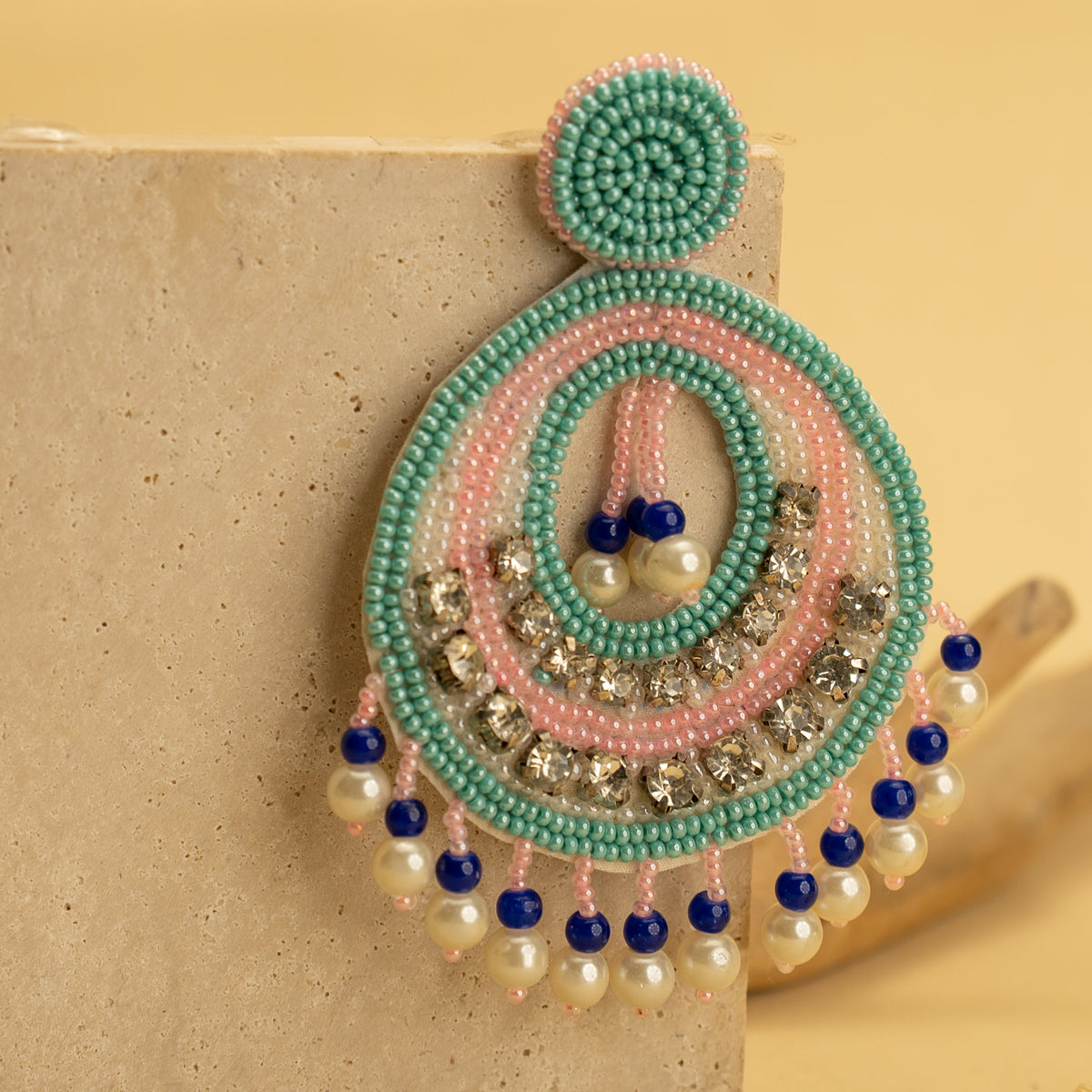 BASS FANTASY FABRIC AND BEADS HANDMADE EARRING ER491