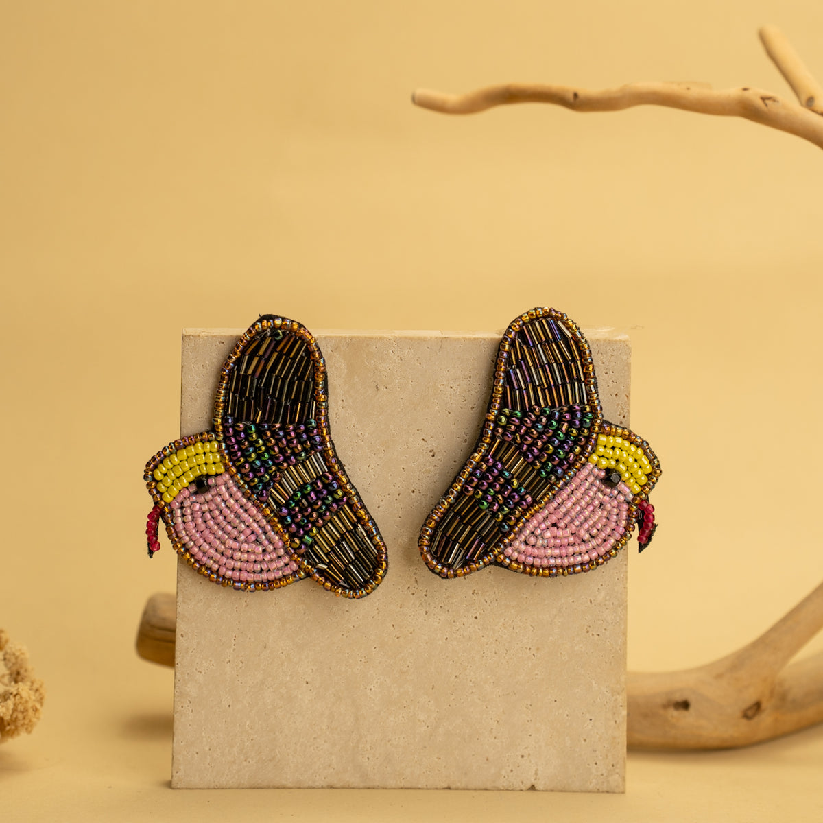 SONA FANTASY FABRIC AND BEADS HANDMADE EARRING/STUD ER508