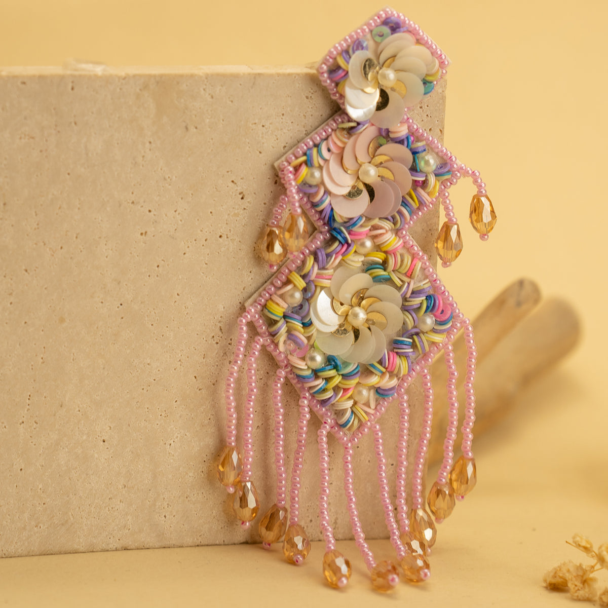 NILA FANTASY FABRIC AND BEADS HANDMADE EARRING ER490