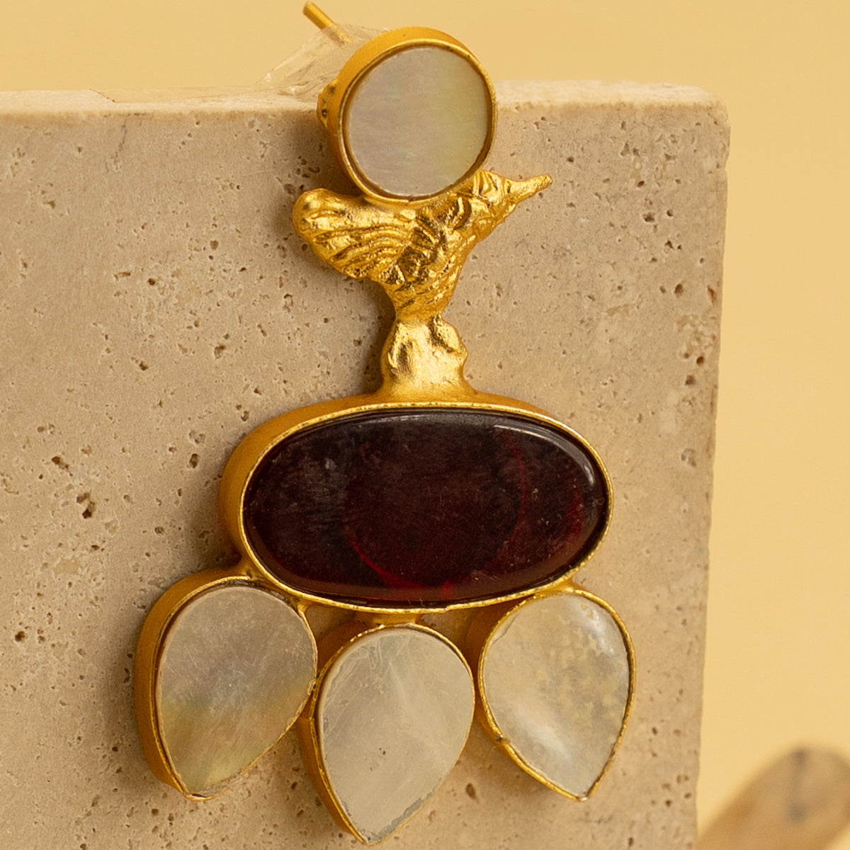 ARIA RUSTIC AND RAW ANTIQUE FINISH HANDMADE NATURAL STONE EARRINGS ER466