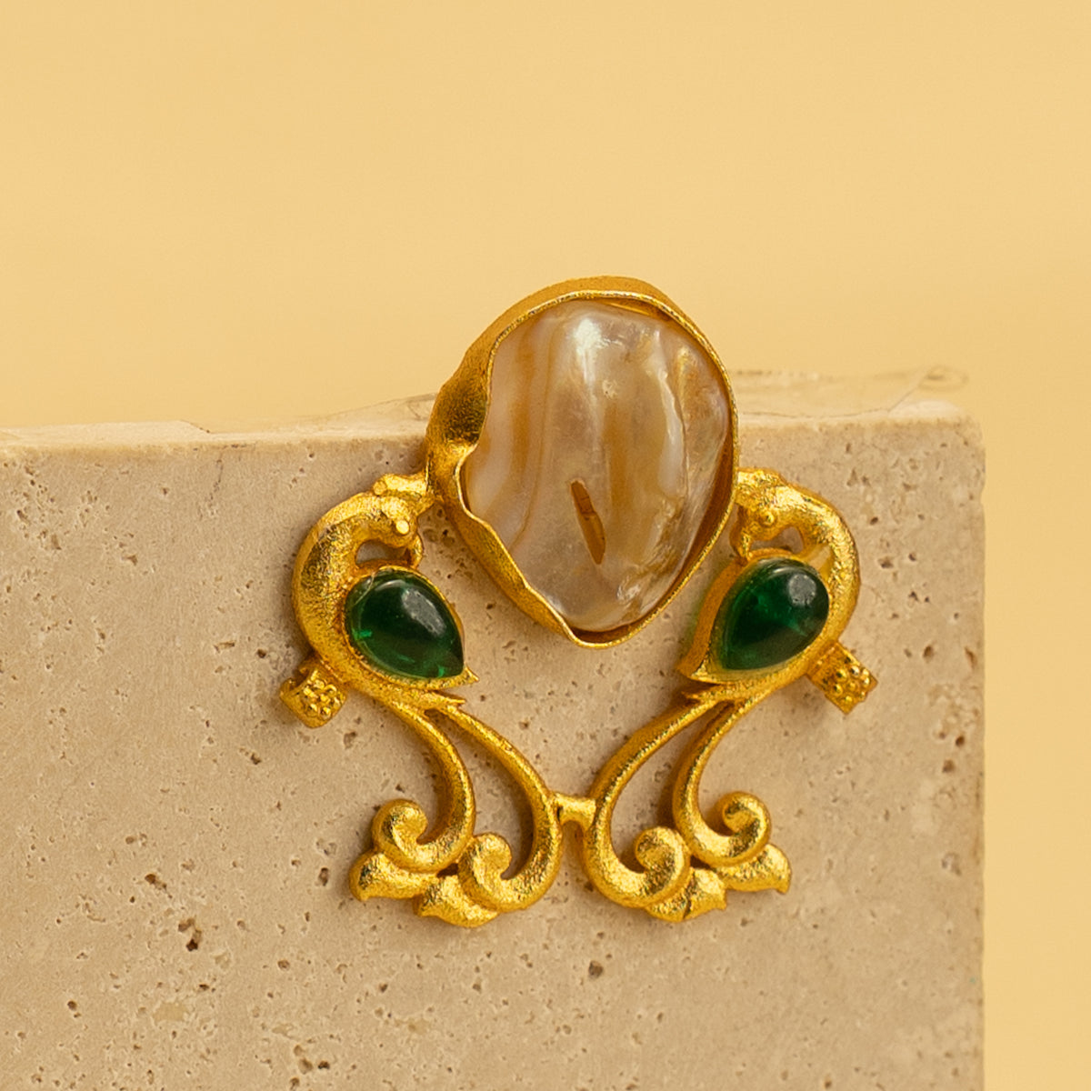 RHEA RUSTIC AND RAW ANTIQUE FINISH HANDMADE NATURAL STONE EARRINGS ER464