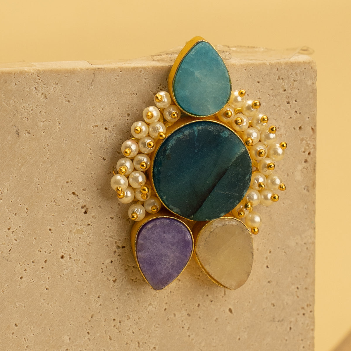 NICOLE RUSTIC AND RAW ANTIQUE FINISH HANDMADE NATURAL STONE EARRINGS ER465