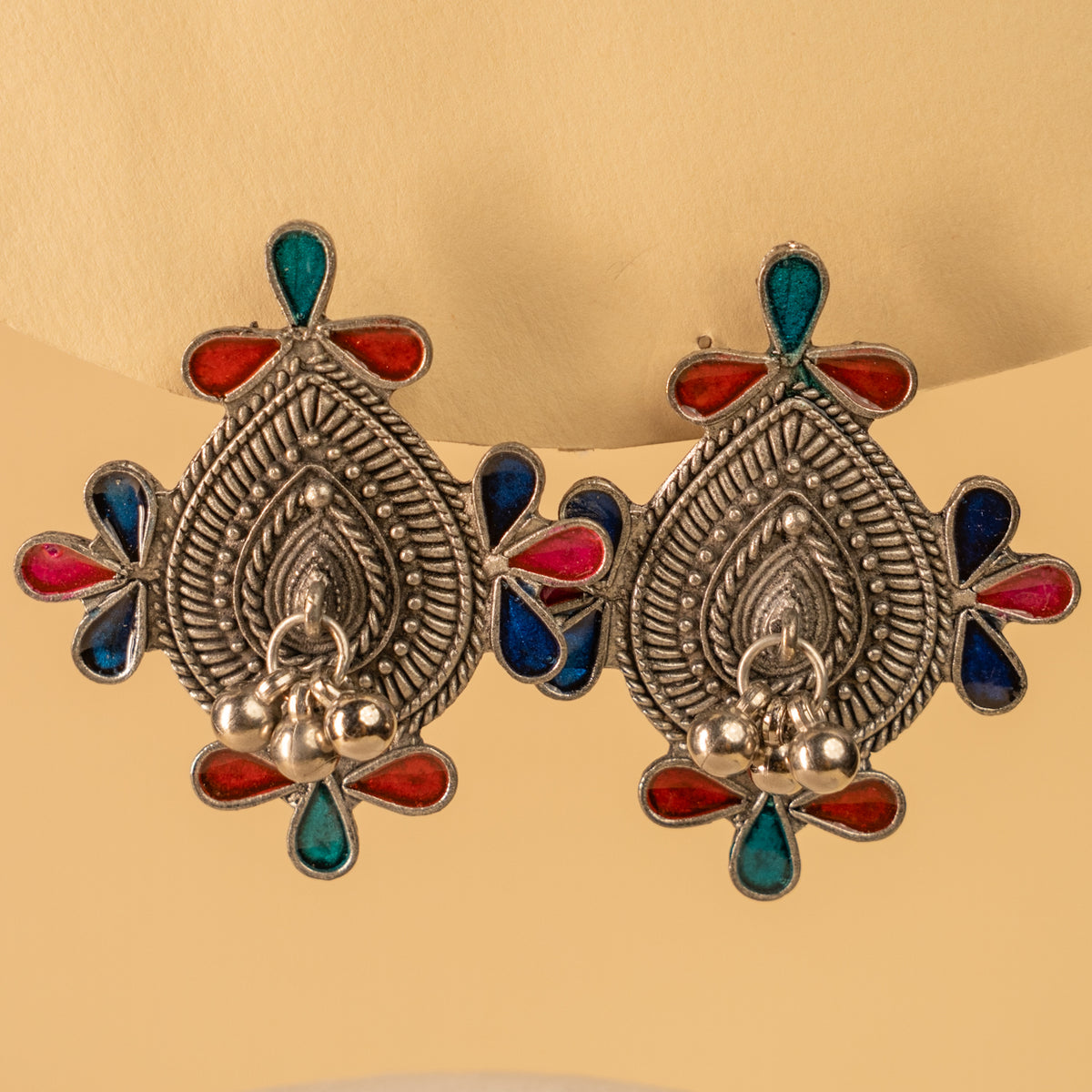 DANIA BLACK POLISH AFGHANI MEENAKARI CHOKER WITH EARRINGS CH445