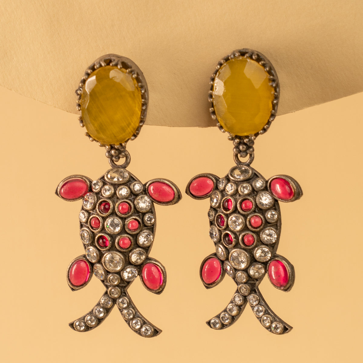 KYA FAUX SILVER SEMI ANTIQUE HANDMADE CHOKER WITH EARRINGS CH426