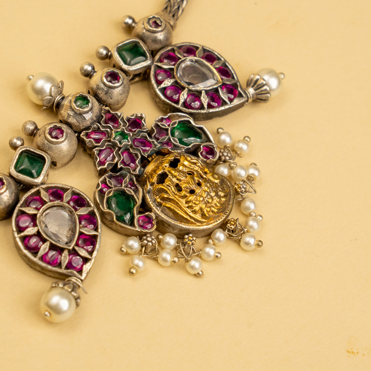 PAISLEY PREMIUM KEMP STONE HANDMADE  RAW FIRE FINISH  CHOKER WITH EARRINGS CH130