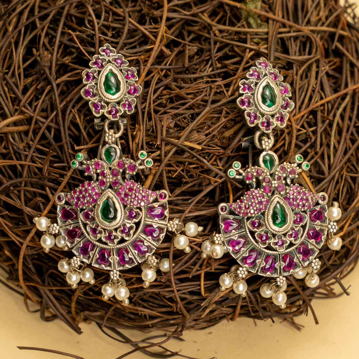 LEAH PREMIUM KEMP STONE HANDMADE RAW FIRE FINISH CHOKER WITH EARRINGS CH128