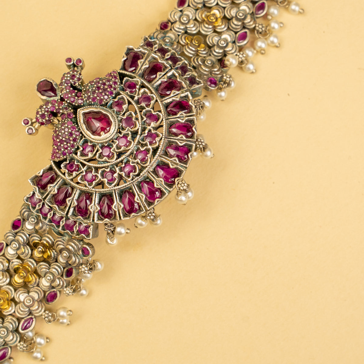 LEAH PREMIUM KEMP STONE HANDMADE RAW FIRE FINISH CHOKER WITH EARRINGS CH128