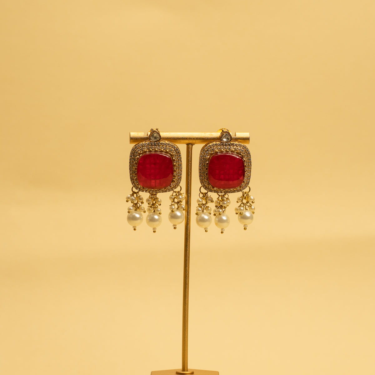 VINOBA BRIDAL PREMIUM DOUBLET STONE PEARL AND POLKI HANDMADE NECKLACE WITH EARRING NL306