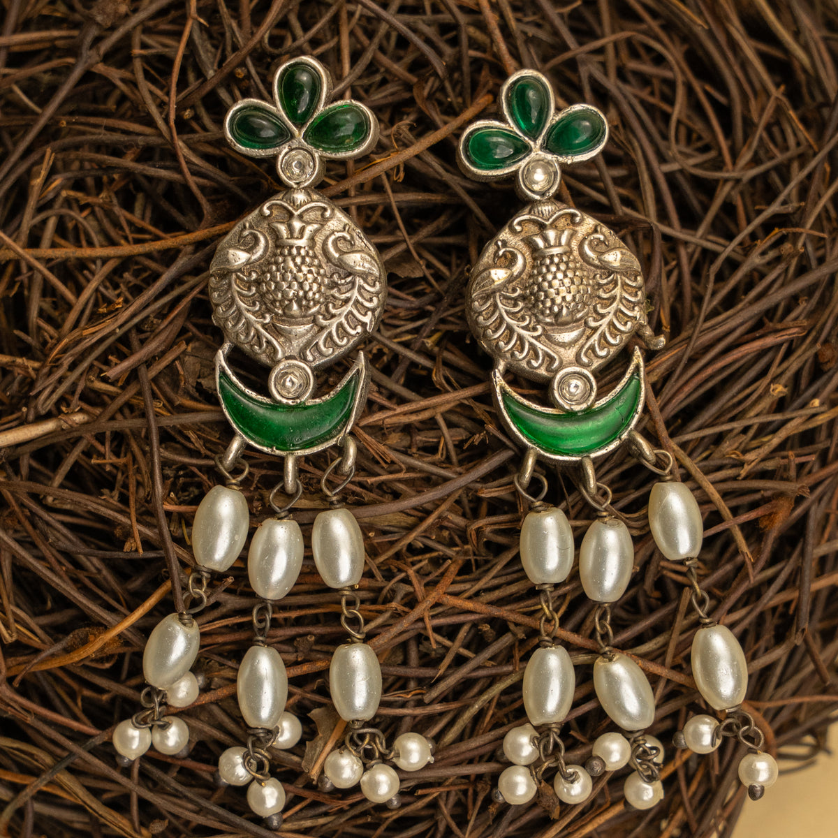 VIOLET SEMI HANDMADE BIJOUX PREMIUM  RUSTIC FINISH CHOKER WITH EARRING CH517