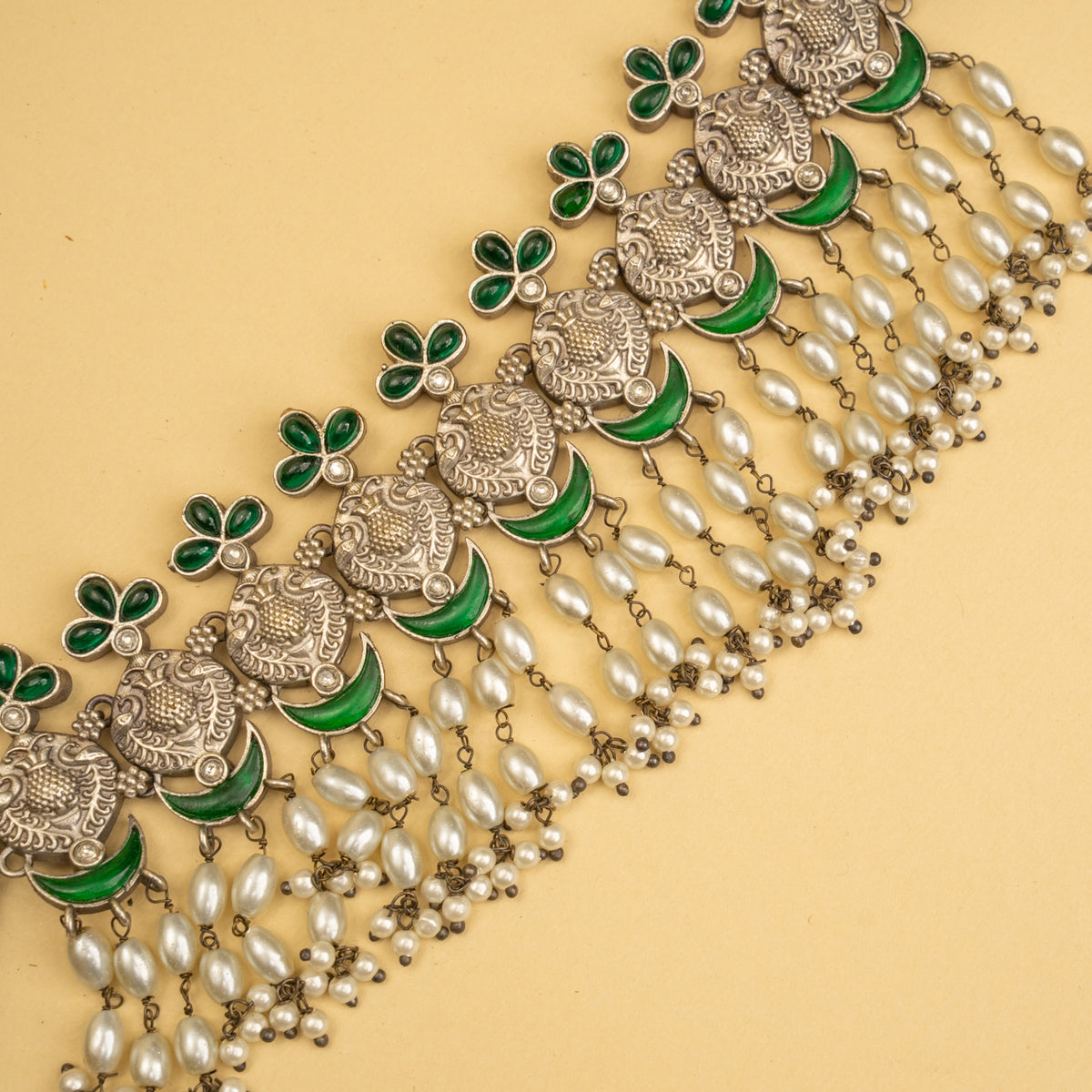 VIOLET SEMI HANDMADE BIJOUX PREMIUM  RUSTIC FINISH CHOKER WITH EARRING CH517