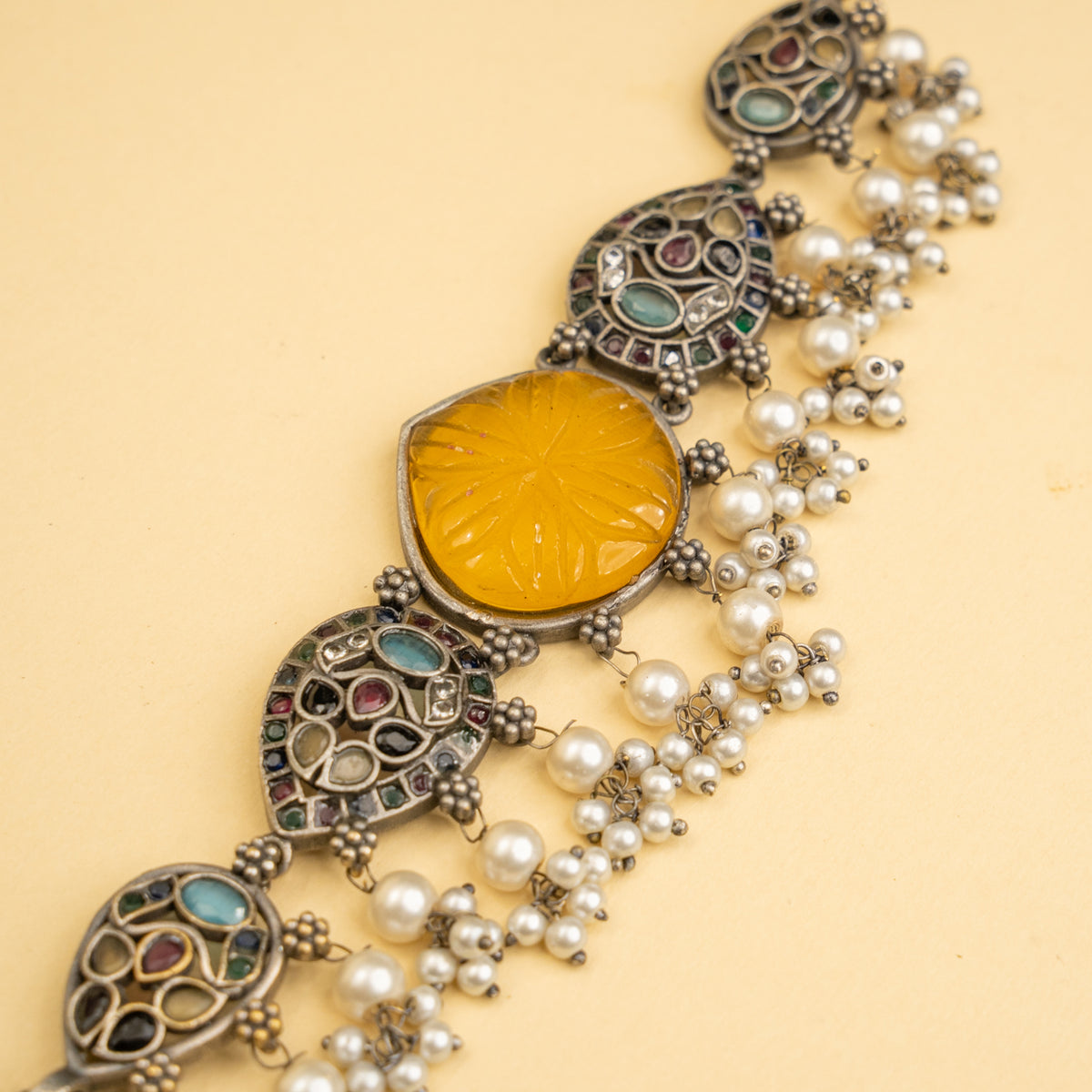 MIRA HANDMADE BIJOUX PREMIUM AND BIJOUX EXCLUSIVE RUSTIC FINISH CHOKER WITH EARRINGS CH527