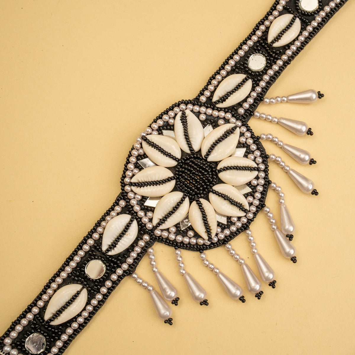 MILLA FABRIC AND BEADS PERFECT FOR HALDI SHELL AFGHANI CHOKER WITH EARRINGS CH467