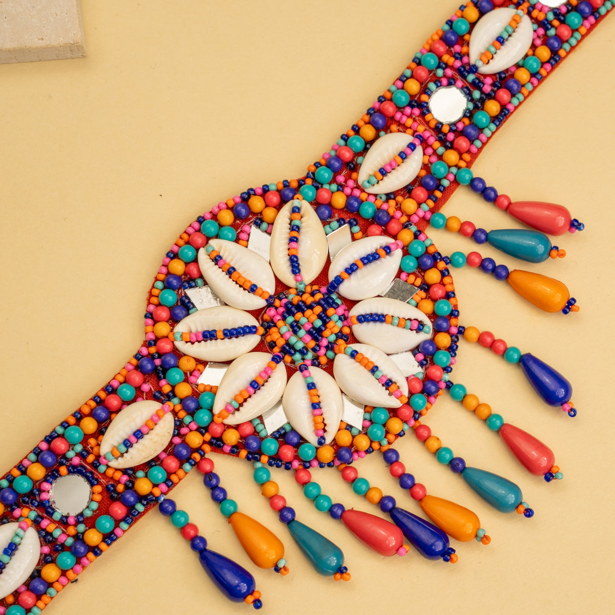 MILLA FABRIC AND BEADS PERFECT FOR HALDI SHELL AFGHANI CHOKER WITH EARRINGS CH467