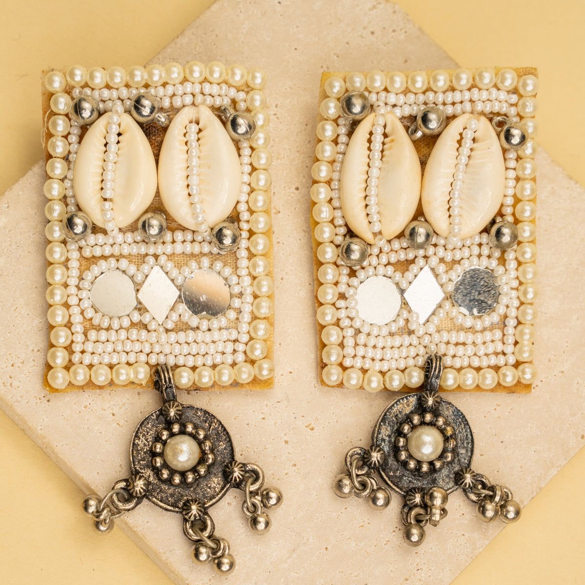 MIYA FABRIC AND BEADS PERFECT FOR HALDI SHELL AFGHANI CHOKER WITH EARRINGS CH465