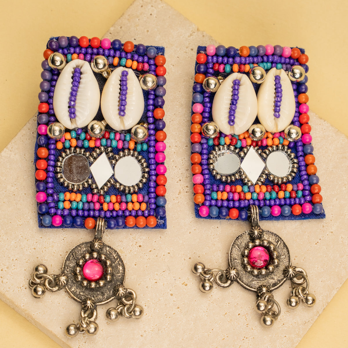 MIYA FABRIC AND BEADS PERFECT FOR HALDI SHELL AFGHANI CHOKER WITH EARRINGS CH465