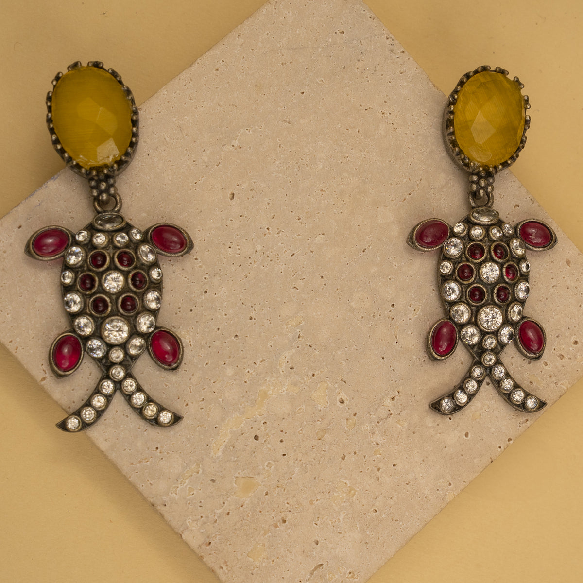 KYA FAUX SILVER SEMI ANTIQUE HANDMADE CHOKER WITH EARRINGS CH426