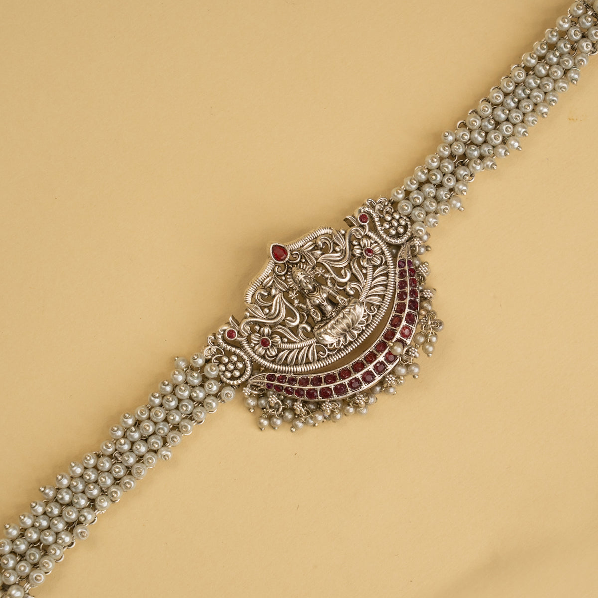 AZARI BIJOUX PREMIUM OXIDIZED TEMPLE SEMI HANDMADE CHOKER WITH EARRINGS CH462