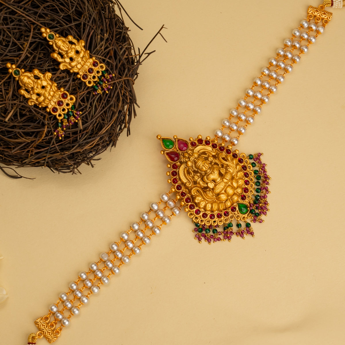 TIRZA GOLD TONED CHOKER WITH EARRINGS CH329