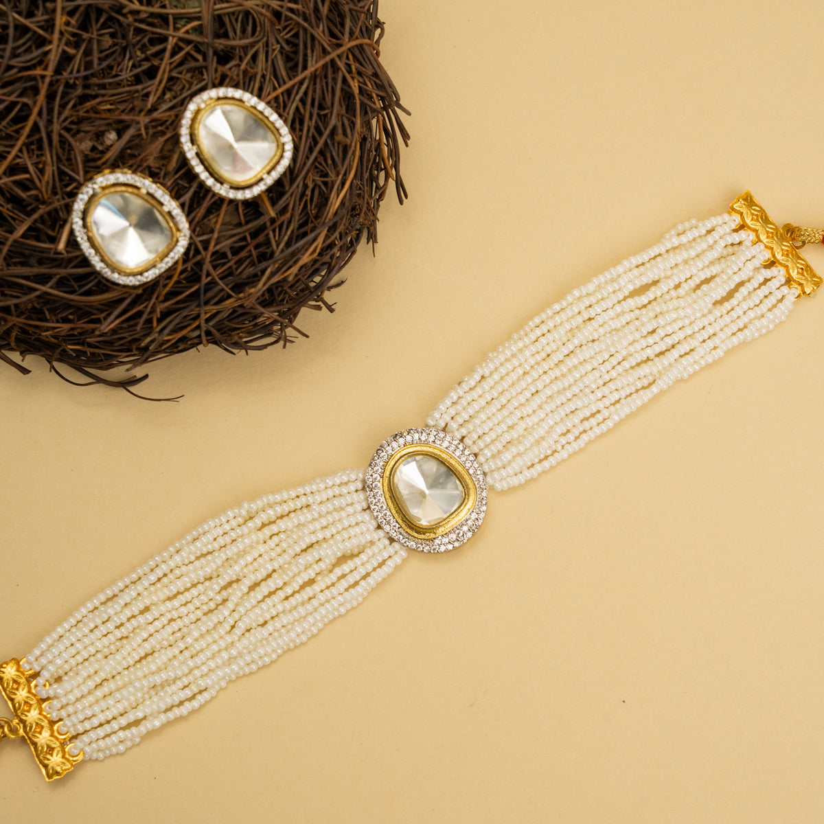 GIANNA POLKI BIJOUX PREMIUM HANDMADE CHOKER WITH EARRINGS CH108