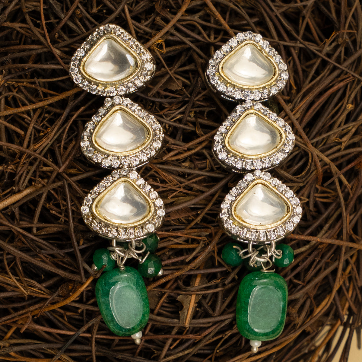 MILA BIJOUX POLKI AND ONEX BEADS HANDMADE CHOKER WITH EARRINGS CH107