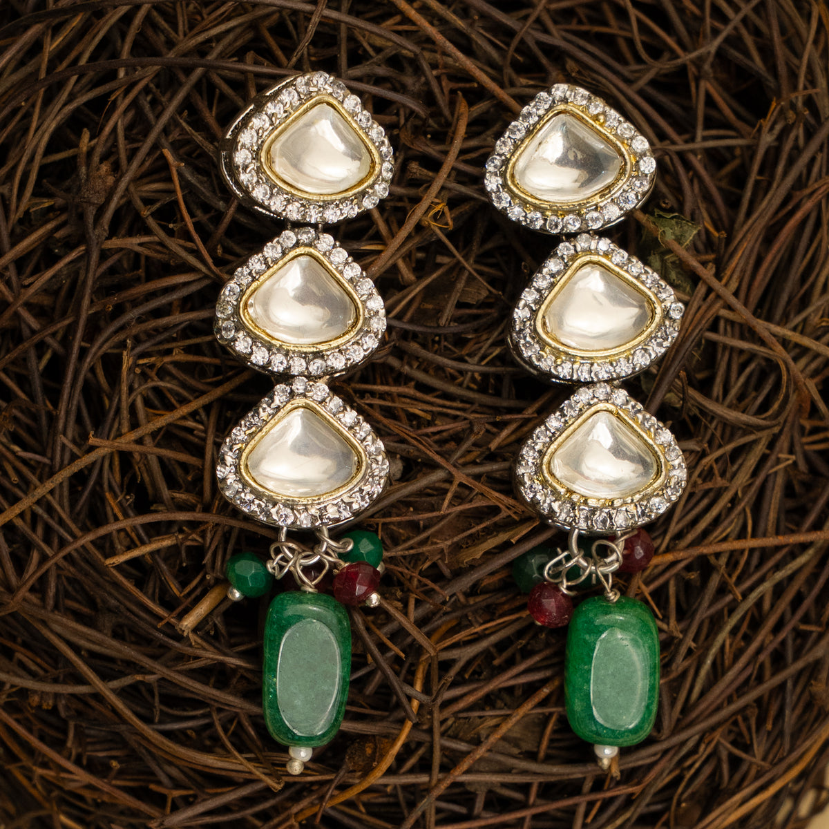 MILA BIJOUX POLKI AND ONEX BEADS HANDMADE CHOKER WITH EARRINGS CH107